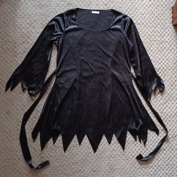 Women's Tattered Witch Dress & Purple Mesh Spiderweb Hat - Picture 5 of 8